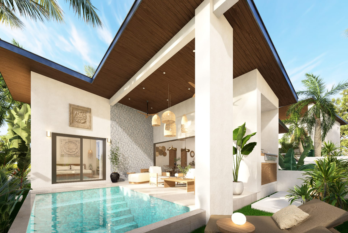2-3-Bedroom Modern Tropical Pool Villas for Sale in Lamai, Koh Samui