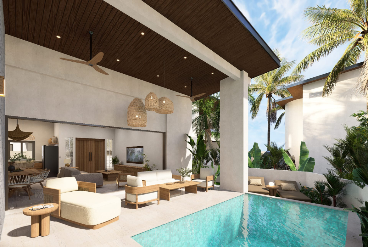 2-3-Bedroom Modern Tropical Pool Villas for Sale in Lamai, Koh Samui