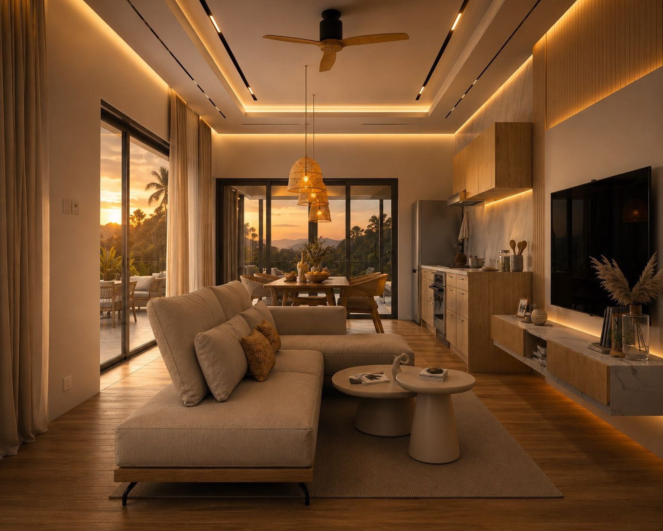 Living room Modern 3-Bedroom Private Pool Villa for Sale in Lamai, Koh Samui