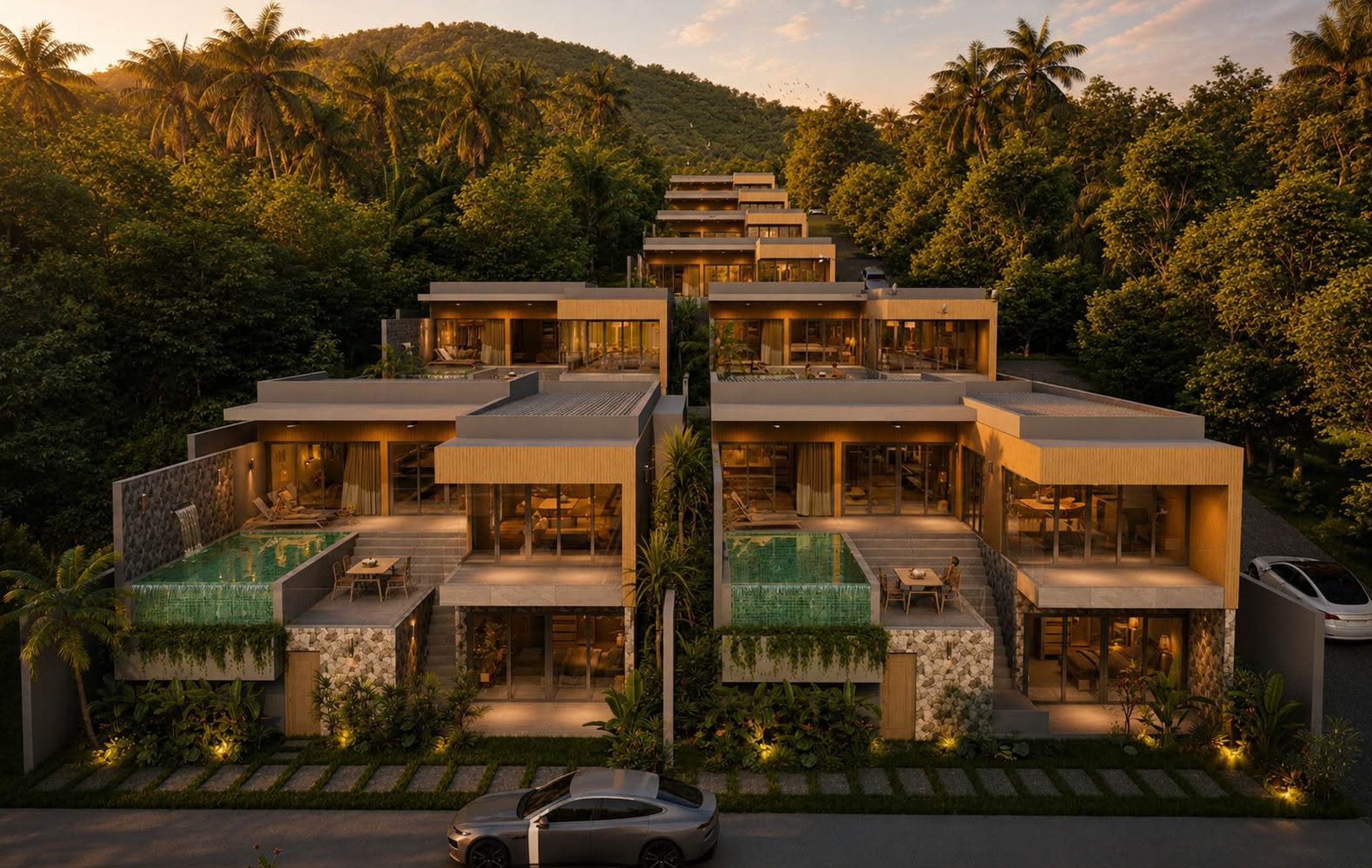 Overall Plan Modern 3-Bedroom Private Pool Villa for Sale in Lamai, Koh Samui