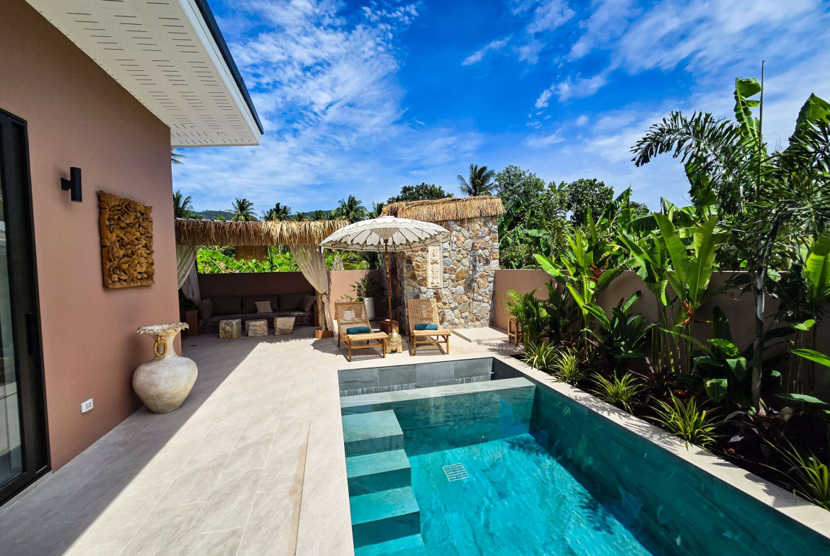 Brand-New 2-Bedroom Bali-Style Pool Villa for Sale in Maenam, Koh Samui