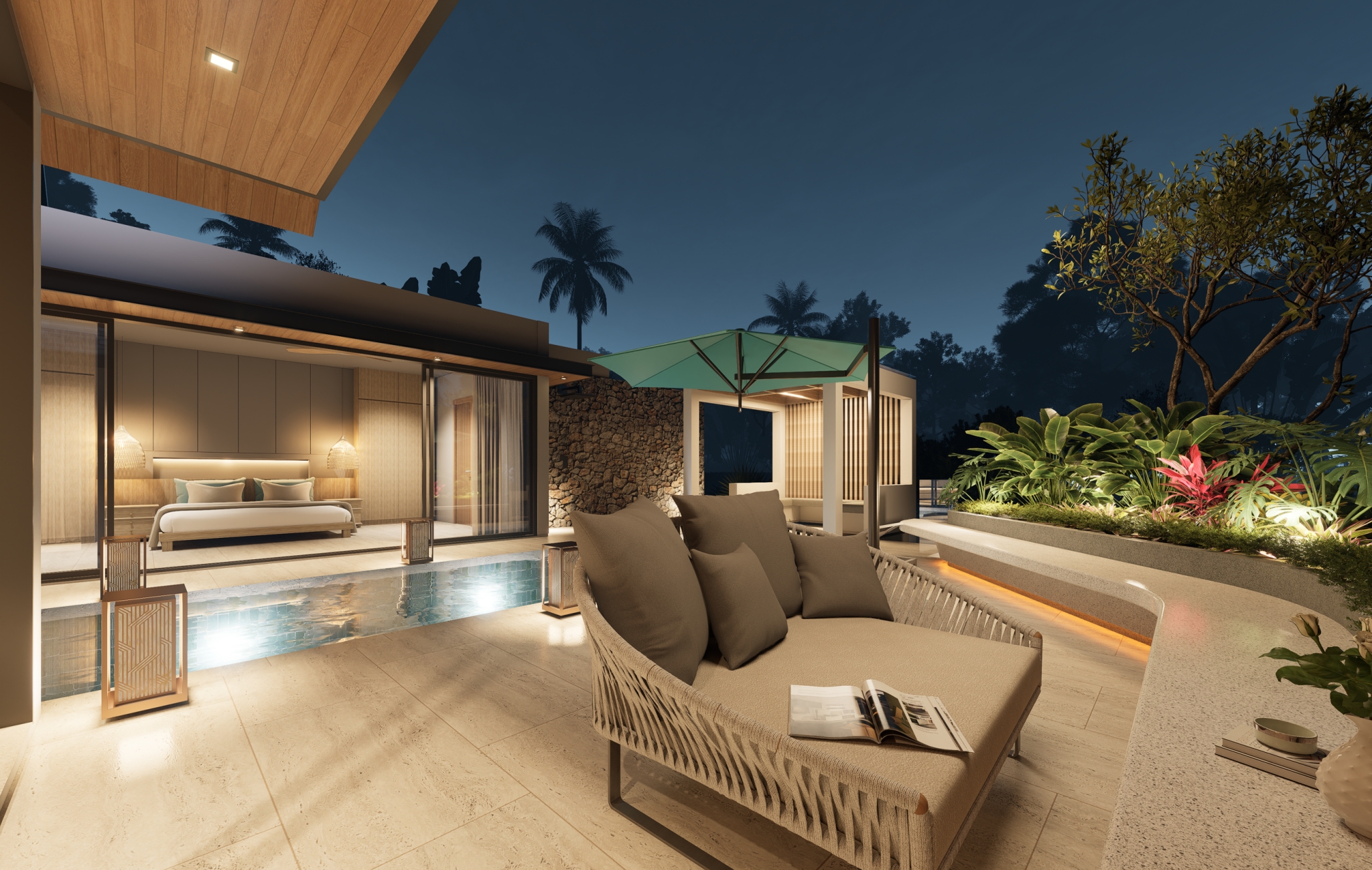 court yard Freehold Luxury Pool Villas with Stunning Sea & Garden Views