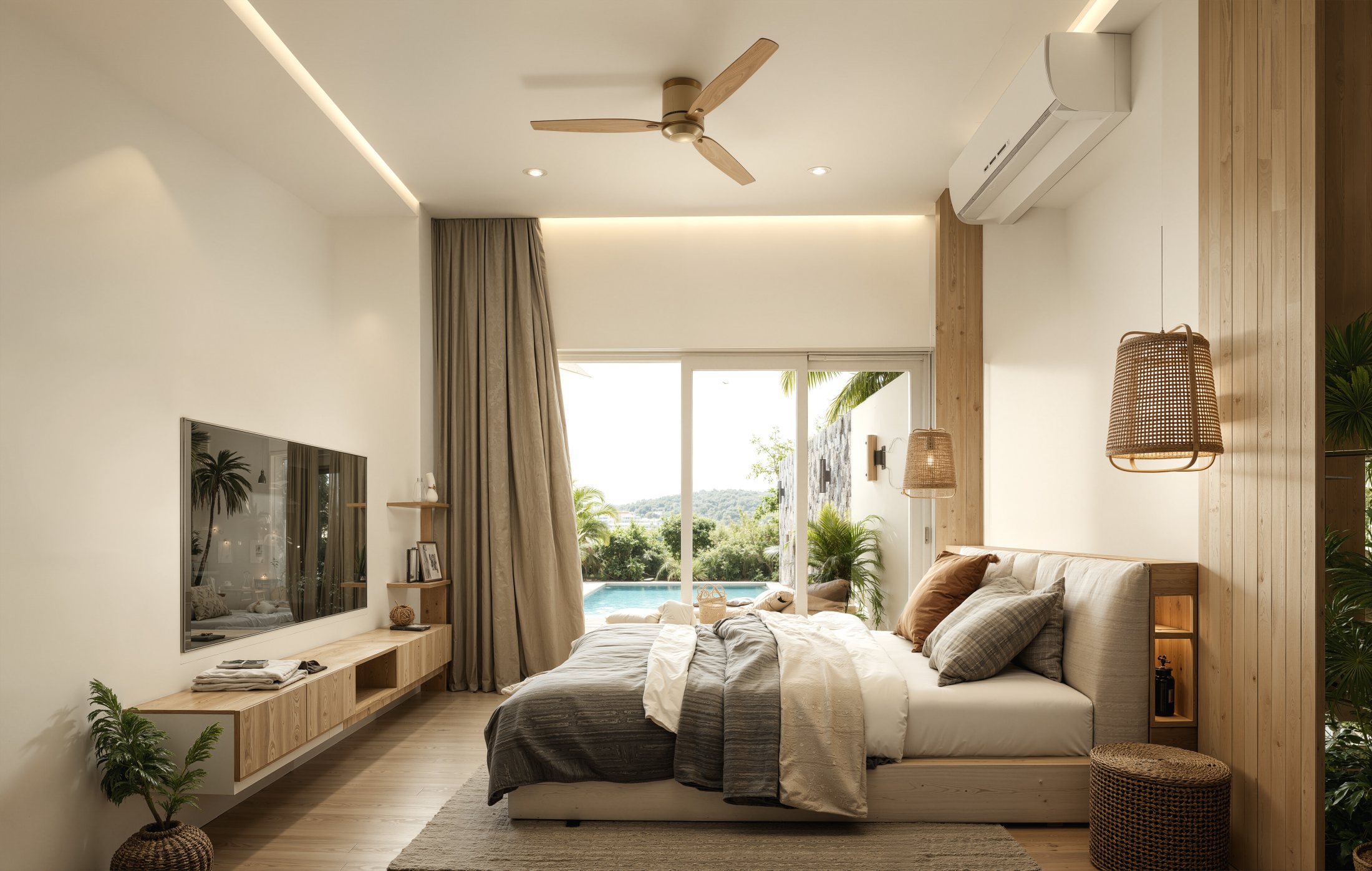 ห้องนอน 23.5.69 Modern 3-Bedroom Private Pool Villa for Sale in Lamai, Koh Samui