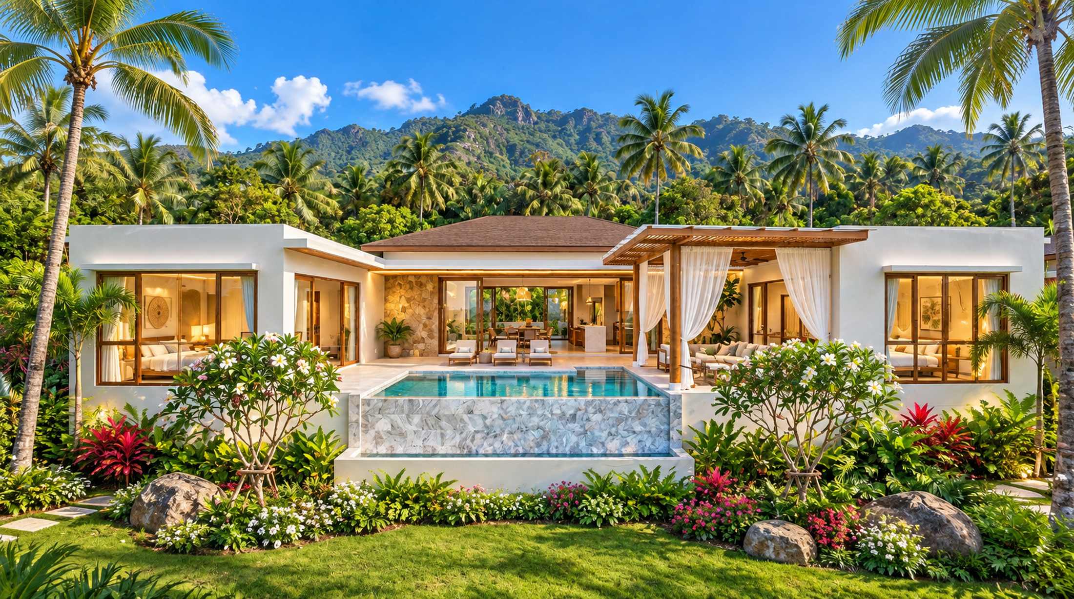 exterior daytime 2 3-Bedroom Panoramic Sea View Pool Villa for Sale in Lamai, Koh Samui – From 8.9M THB