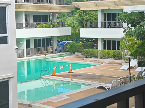 Pool view from balcony at Terraza Lamai condo, Koh Samui