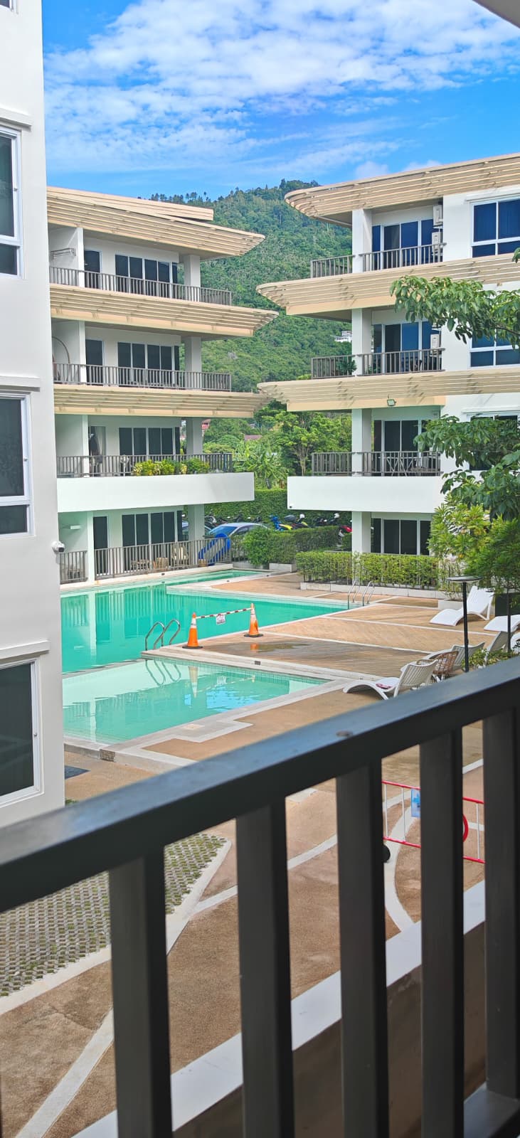 Pool view from balcony at Terraza Lamai condo, Koh Samui