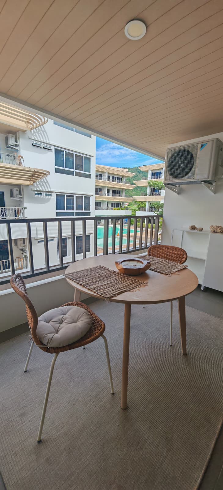 Private balcony with dining table, Lamai condo for sale