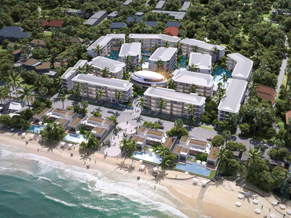 Aerial view of Anava Samui beachfront condominium resort on Bophut Beach, Koh Samui