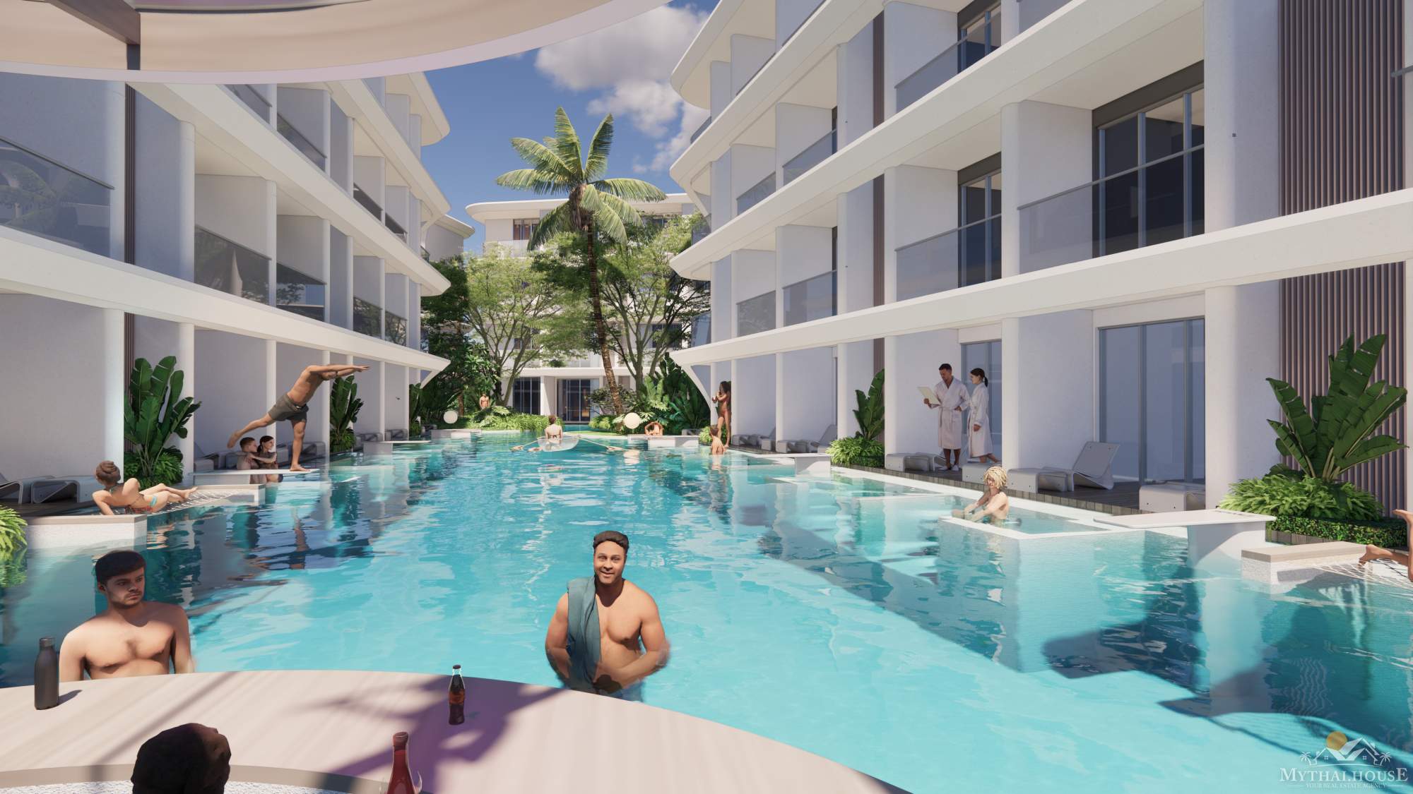 Swim-up pool-access units and pool bar at Anava Samui condo, Koh Samui