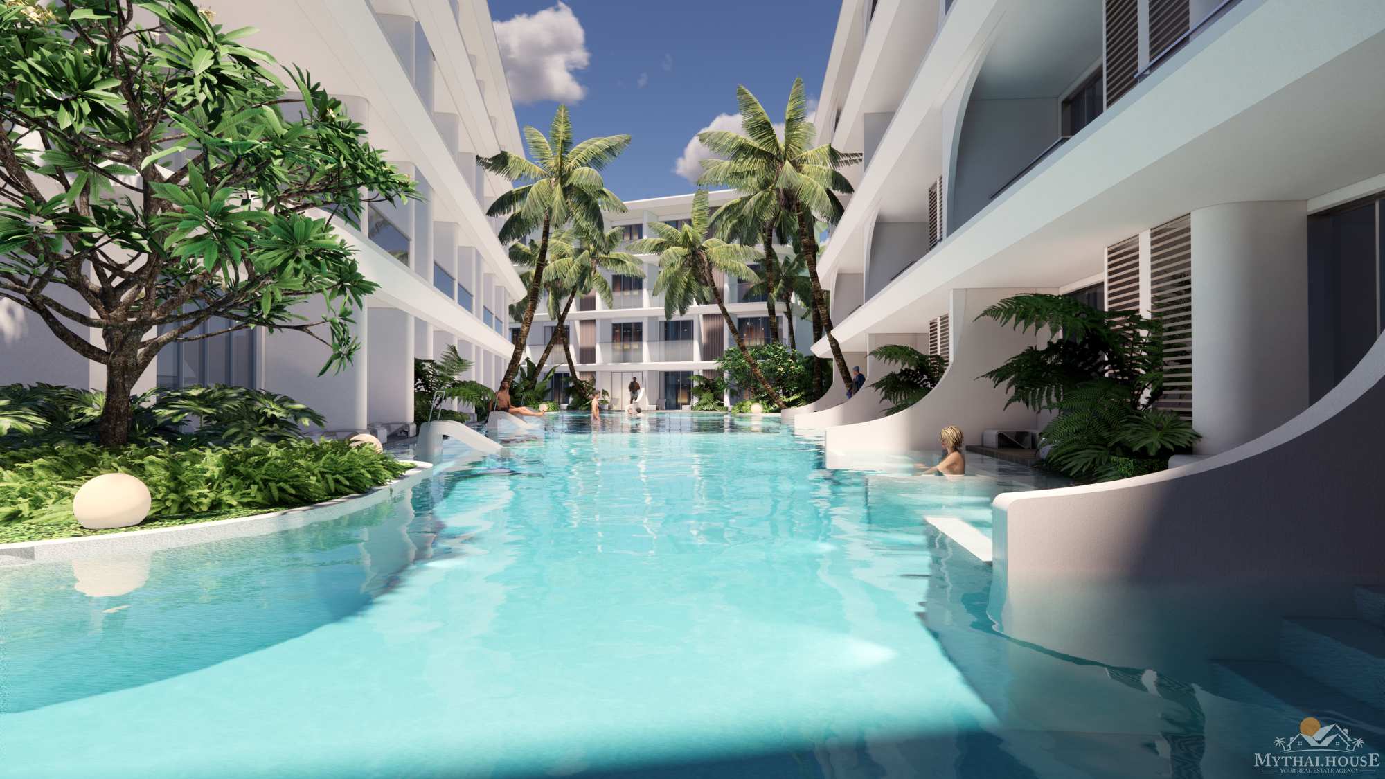 Pool-access condo units along the lagoon pool at Anava Samui