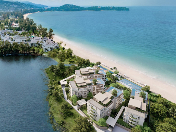 Banyan Tree Beach Residences Oceanus, Laguna, Phuket – Aerial view on Bang Tao Beach (render)