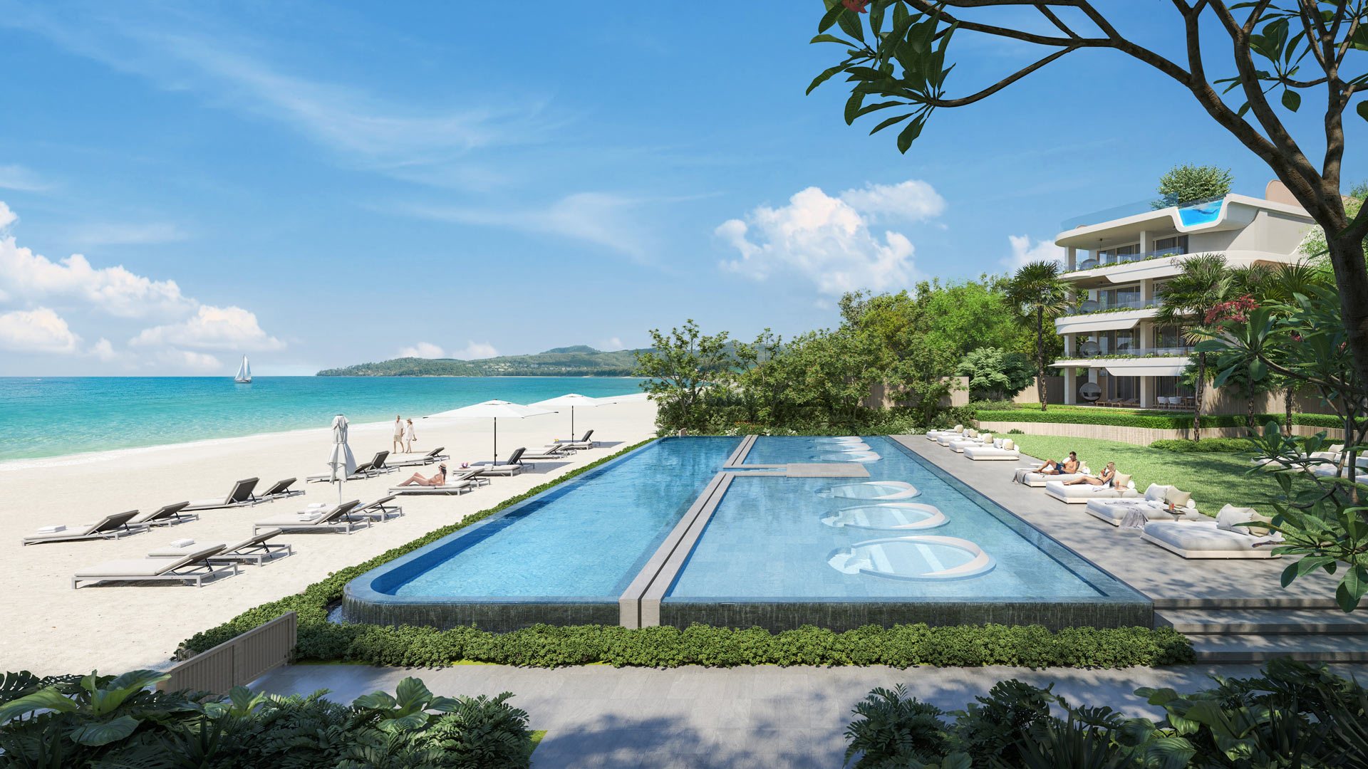 Banyan Tree Beach Residences Oceanus, Laguna, Phuket – Beachfront common pool (render)