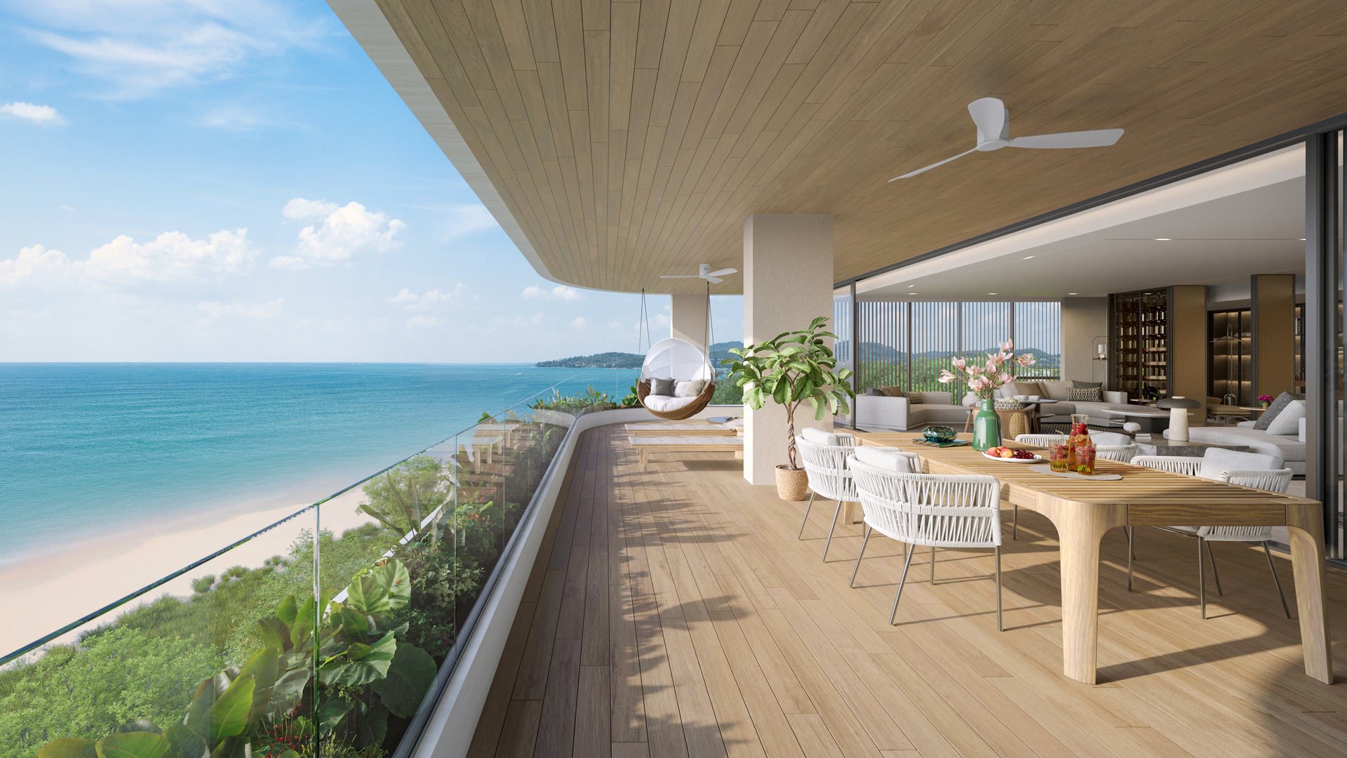Banyan Tree Beach Residences Oceanus, Laguna, Phuket – Sea-view balcony and living area (render)