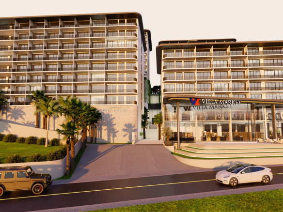 Ever Prime Residences Karon, Karon, Phuket – Street view of the buildings with Villa Market at ground level