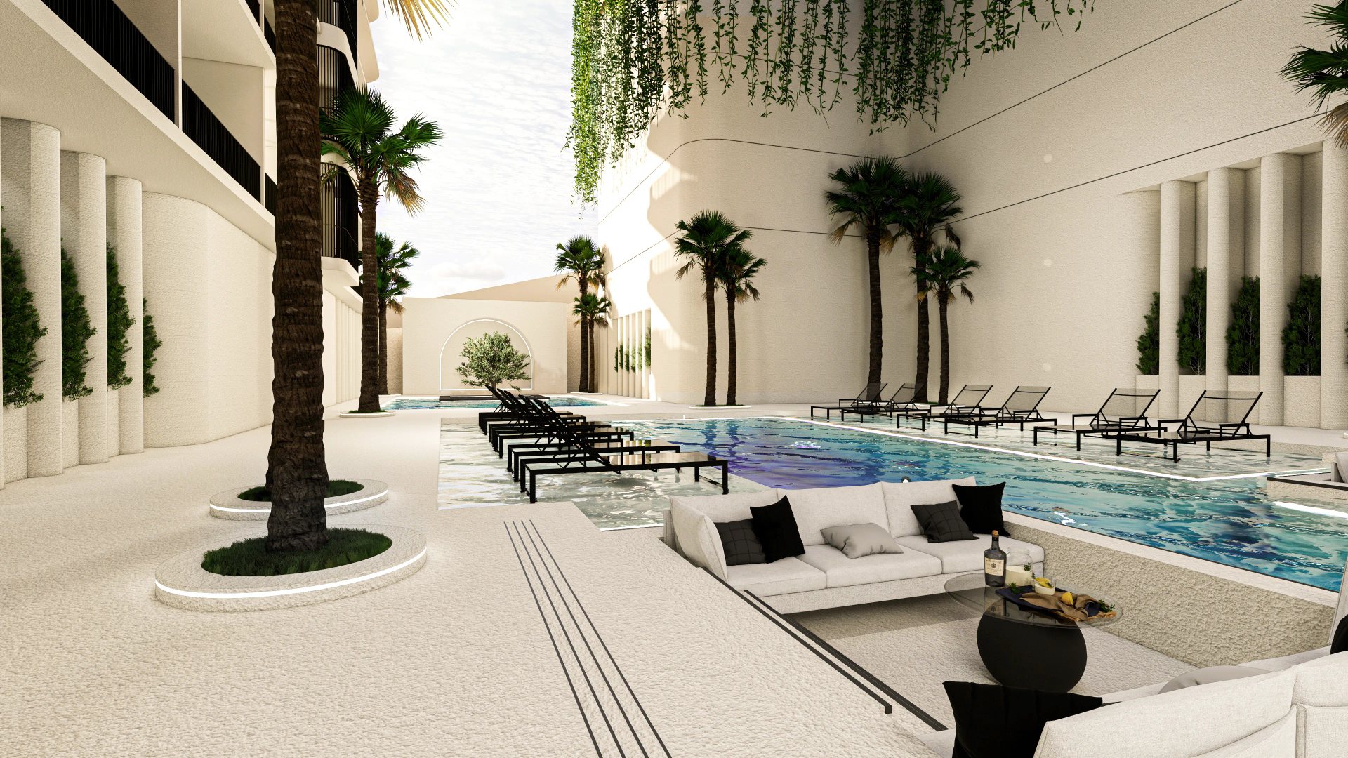 ever prime residences karon 07 Ever Prime Residences Karon, Karon, Phuket – Pool courtyard with lounge seating